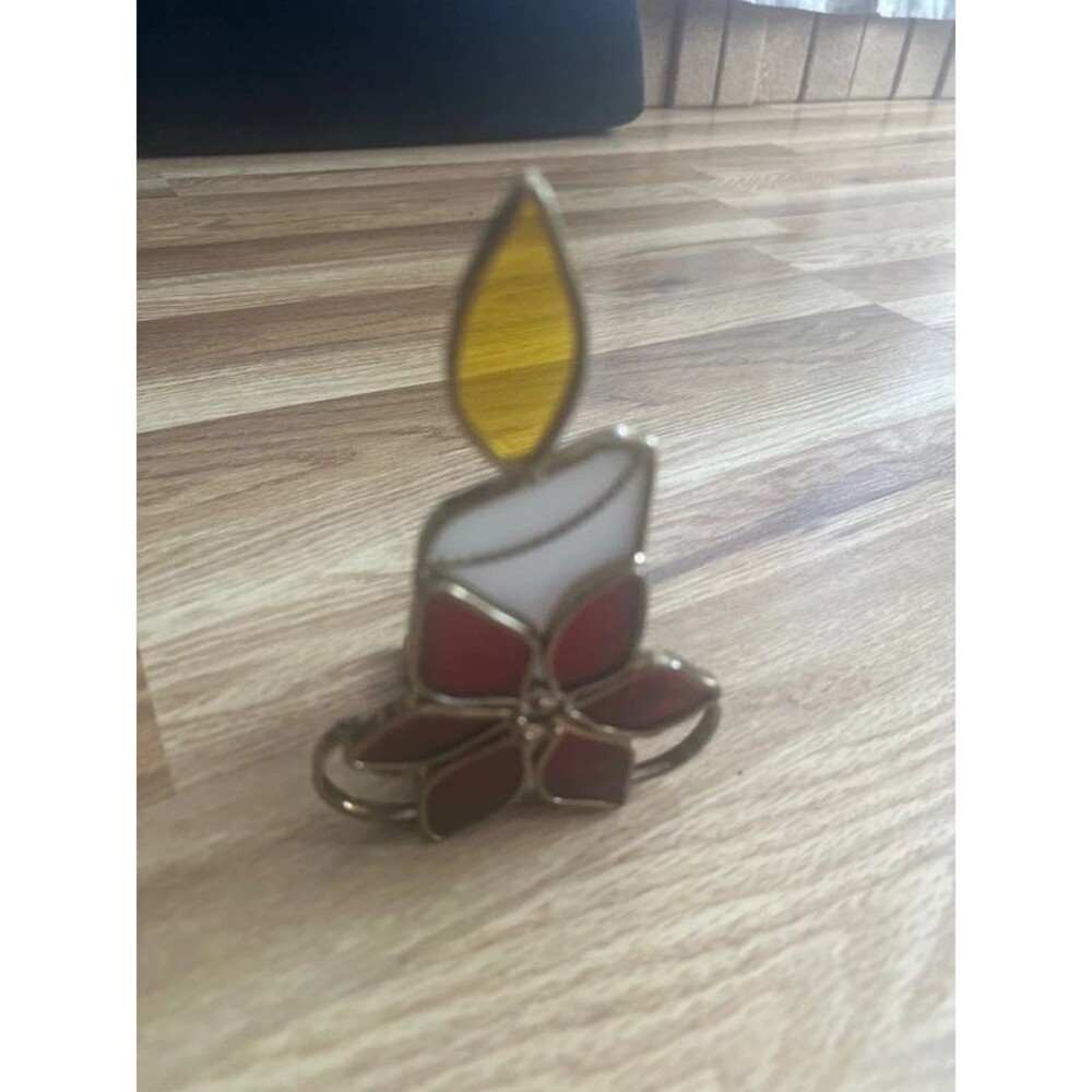 Vintage stained glass candle holder